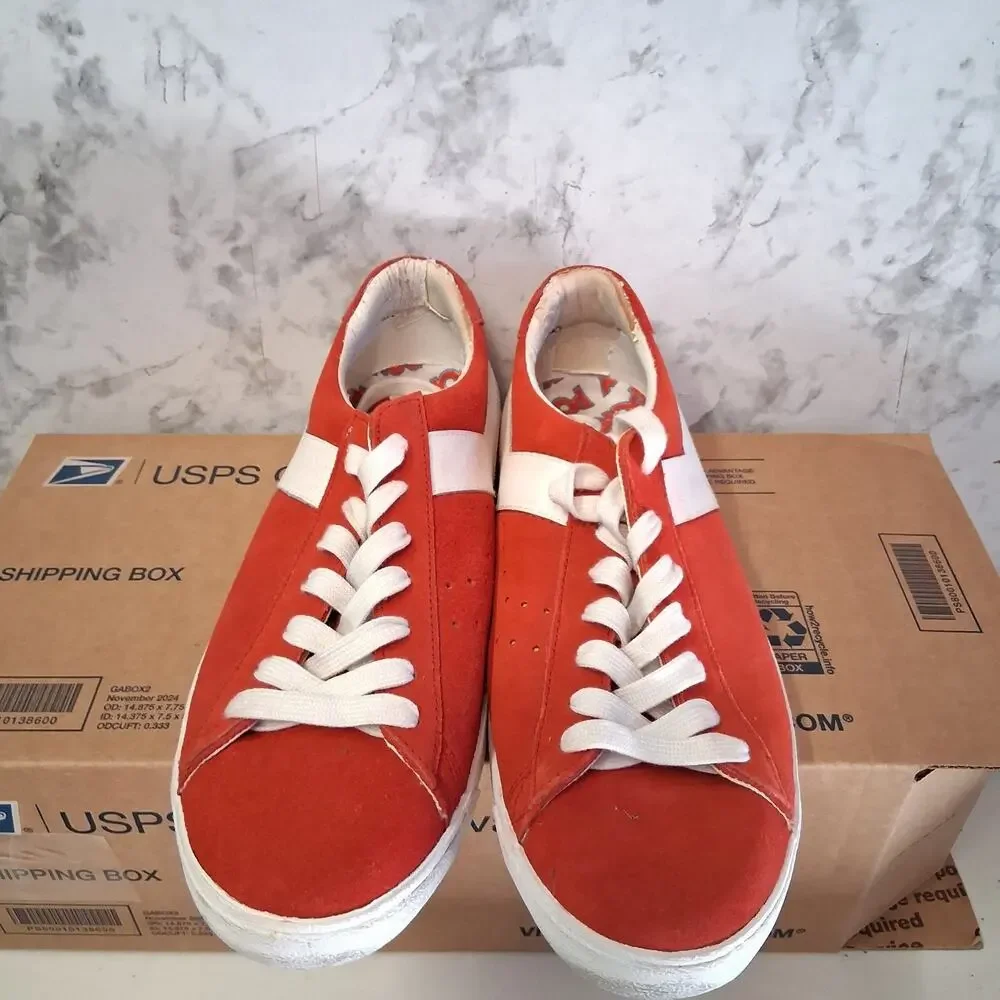 Pony Topstar Suede Ox Red Sneakers White Chevron Classic Low Top Sz 9.5 Women’s